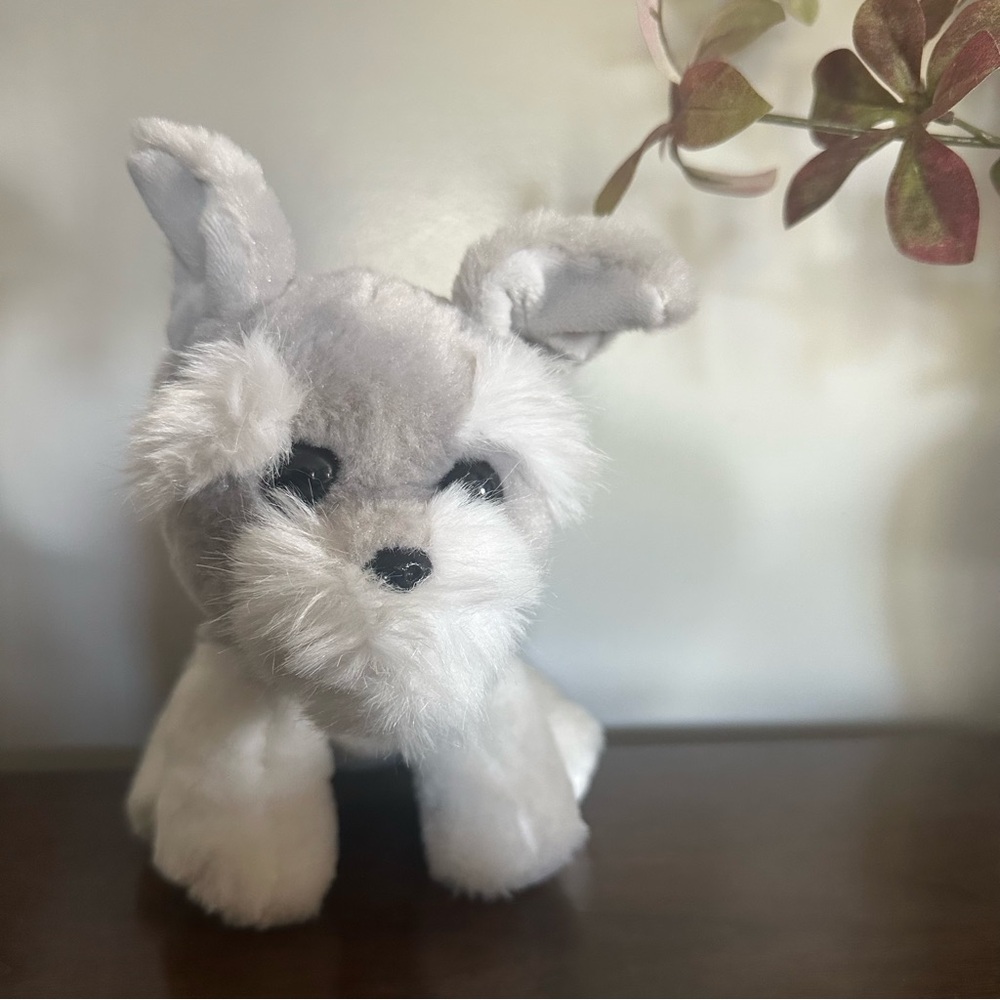 Plush Schnauzer “ Harper “ Gray and White Puppy Dog
